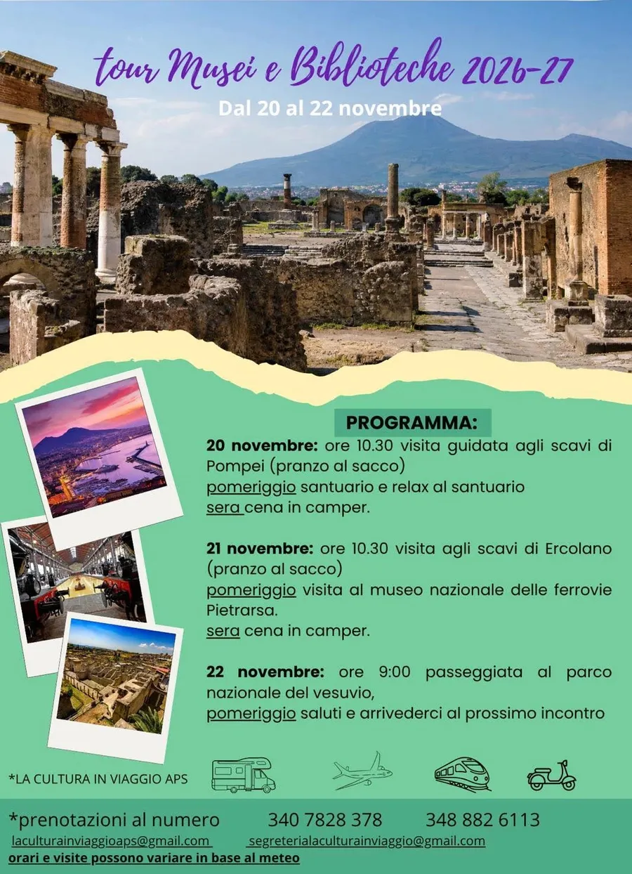 Viaggio di gruppo · 20–22 novembre: Pompei, Ercolano e il Vesuvio
